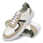 Tênis Masculino Casual Couro Legítimo Porto Off White c;bege
