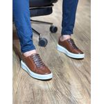 Tênis Masculino Casual Couro Legítimo Milano Castor