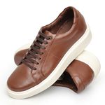 Tênis Masculino Casual Couro Legítimo Milano Castor