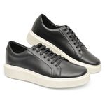 Tênis Masculino Casual Couro Legítimo Milano Preto