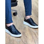 Tênis Masculino Casual Couro Legítimo Milano Preto