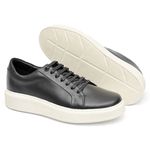 Tênis Masculino Casual Couro Legítimo Milano Preto
