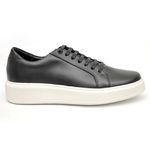 Tênis Masculino Casual Couro Legítimo Milano Preto