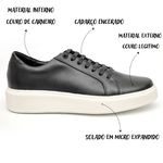 Tênis Masculino Casual Couro Legítimo Milano Preto