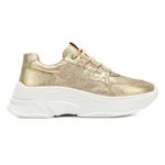 Tênis Skeaker Feminino Casual Sola 5,5cm dourado couro legítimo 