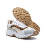 Tênis Skeaker Feminino Casual onça couro legítimo