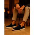 Loafer Masculino Couro Legítimo Minimalista Caribe Azul Marinho Rota Shoes 