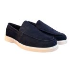 Loafer Masculino Couro Legítimo Minimalista Caribe Azul Marinho Rota Shoes 