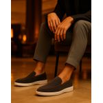 Loafer Masculino Couro Legítimo Minimalista Caribe Grafite Rota Shoes