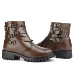 Bota Feminina Casual Couro Legítimo Bianca Steel tabaco