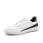 Tênis Casual Masculino Couro Legítimo cano baixo Branco Hockey c/camel