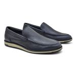 Mocassim Clássico Masculino Couro Legítimo Azul