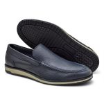 Mocassim Clássico Masculino Couro Legítimo Azul