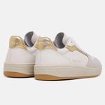 Sapato Feminino Casual cano baixo couro legítimo branco dourado