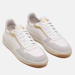Sapato Feminino Casual cano baixo couro legítimo branco dourado