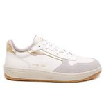 Sapato Feminino Casual cano baixo couro legítimo branco dourado
