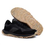 Tênis Masculino Casual Couro Legítimo Retro Titanium Preto