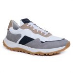 Tênis Masculino Casual Couro Legítimo Retro Titanium Marinho