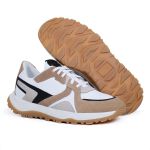 Tênis Masculino Casual Couro Legítimo Retro Desert Runner Ocre
