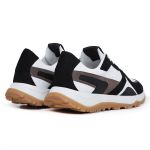 Tênis Masculino Casual Couro Legítimo Retro Desert Runner Branco Preto Taupe