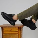 Tênis Masculino Casual Couro Legítimo Hollywood Allblack