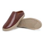 Sapato Casual Mule Masculino em Couro Legítimo Telha