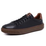Sapatênis Masculino Couro Legítimo Viena Canela Black 