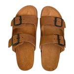 Sandália Birken Couro Masculina 2 Tiras Fivela Rota Shoes Castor
