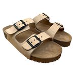 Sandália Birken Couro Masculino Tiras Rota Shoes Anatômica Off White