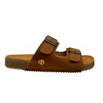 Sandália Birken Couro Masculina 2 Tiras Fivela Rota Shoes Castor