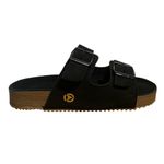 Sandália Birken Couro Masculina 2 Tiras Anatômica Rota Shoes Preta
