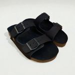 Sandália Birken Couro Masculina 2 Tiras Anatômica Rota Shoes Preta