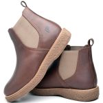 Botina Masculina Chelsea Casual Couro Legítimo Café