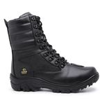 Bota Masculina Adventure Militar Patrulha Couro Legítimo Preto 