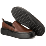 Sapato Masculino Couro Legítimo Sola Alta 6cm Mouro Solado Preto