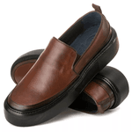 Sapato Masculino Couro Legítimo Sola Alta 6cm Mouro Solado Preto