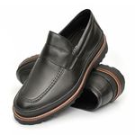 Sapato Masculino Social Loafer Katar Couro Legítimo Preto