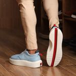 Tênis Masculino Casual Couro Legítimo Hong Kong Azul