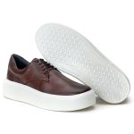 Sapato Masculino Couro Legítimo Sola Alta 6cm Everest Café