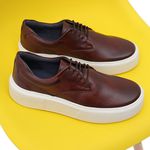 Sapato Masculino Couro Legítimo Sola Alta 6cm Everest Café