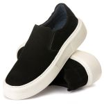 Sapato Masculino Couro Legítimo Sola Alta 6cm Everest Camurça Preto