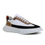 Tênis Masculino Casual Couro Legítimo Hollywood Branco Castor