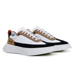 Tênis Masculino Casual Couro Legítimo Hollywood Branco Castor