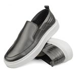 Sapato Slip On Masculino Couro Legítimo Sola Alta preto