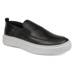 Sapato Slip On Masculino Couro Legítimo Sola Alta preto