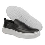 Sapato Slip On Masculino Couro Legítimo Sola Alta preto