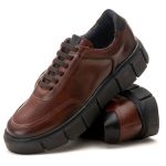 Sapato Masculino Couro Legítimo Sola Alta Bangkok Mouro solado preto