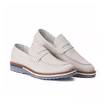 Sapato Masculino Loafer Masculino em Couro Legítimo Tratorado Off White Maldivas 