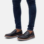 Sapato Masculino Loafer Masculino em Couro Legítimo Tratorado Preto Maldivas