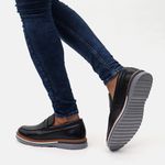 Sapato Masculino Loafer Masculino em Couro Legítimo Tratorado Preto Maldivas